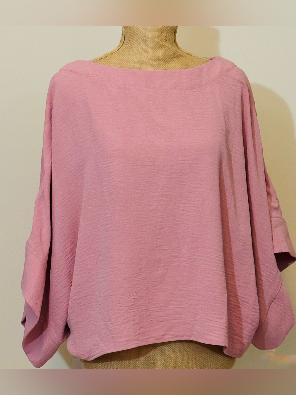 *NEW* SHEIN Dusty Pink Mauve Boatneck Tunic Poncho Style Top, L